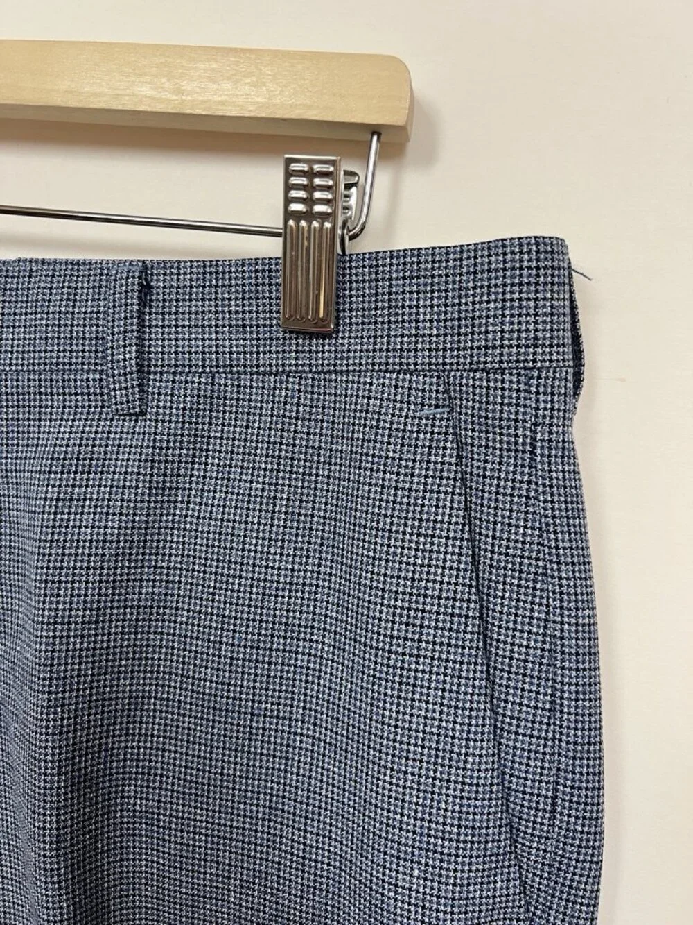 J. Crew Ludlow Slim Fit Suit Pants  Italian Wool Silk Sz 35x32 Blue Houndstooth